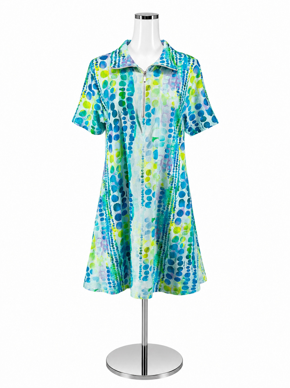 Parsley & Sage Watercolor Dot Half-Zip Tunic Dress Size Medium